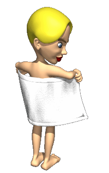 girl drying herself with a towel