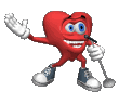 figure of an animated heart holding a microphone and singing