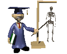 image of professor pointing to a skeleton